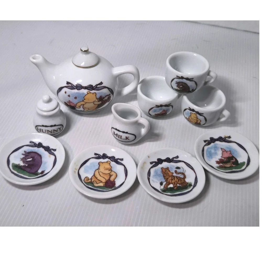 Disney Schylling Classic Winnie the Pooh Mini China Tea Set Incomplete Teapot